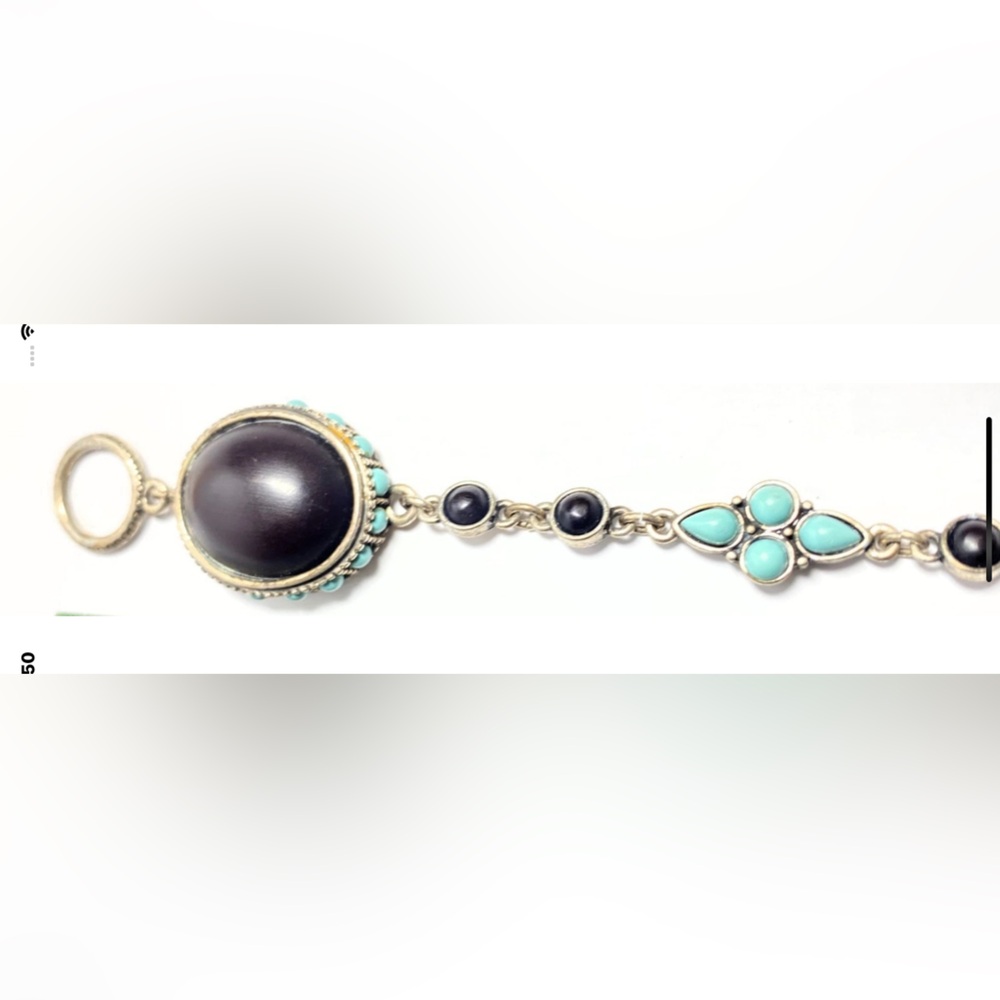 Vintage Silver ~Onyx ~Turquoise Bracelet